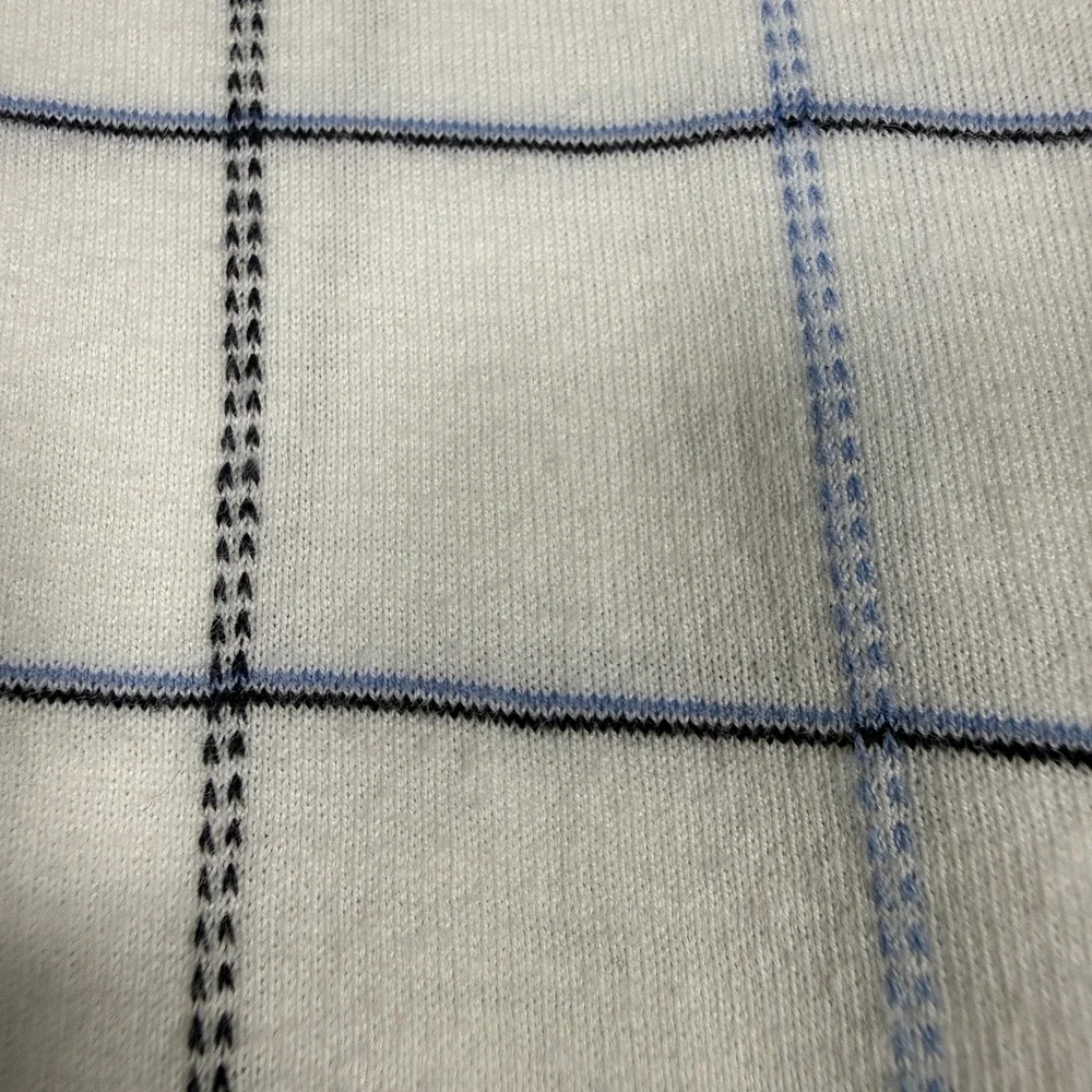 Vintage Polo Ralph Lauren White Blue Grid Polo Golf Shirt XL Made in Canada Mens